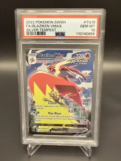 2022 POKEMON SWORD & SHIELD SILVER TEMPEST #TG15 FULL ART/BLAZIKEN VMAX PSA 10 - Image 1