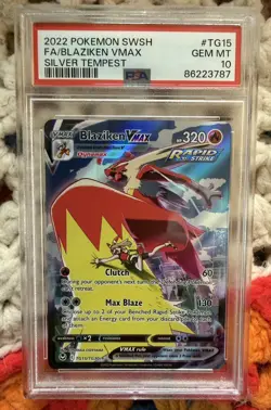 2022 POKEMON SWORD & SHIELD SILVER TEMPEST #TG15 FULL ART/BLAZIKEN VMAX PSA 10 - Image 1