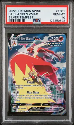 2022 POKEMON SWORD & SHIELD SILVER TEMPEST #TG15 FULL ART/BLAZIKEN VMAX PSA 10 - Image 1
