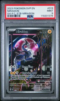 2023 POKEMON SVP SCARLET & VIOLET POKEMON CENTER ETB PROMO #013 MIRAIDON PSA 9 - Image 1