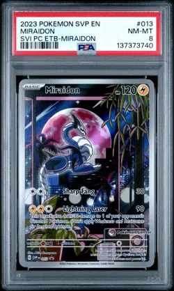 2023 POKEMON SVP SCARLET & VIOLET POKEMON CENTER ETB PROMO #013 MIRAIDON PSA 8 - Image 1