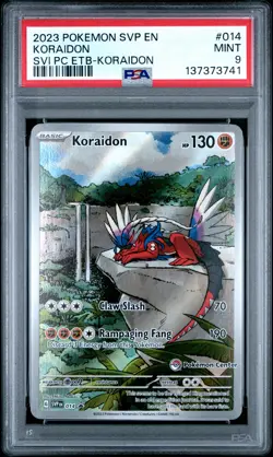2023 POKEMON SVP SCARLET & VIOLET POKEMON CENTER ETB PROMO #014 KORAIDON PSA 9 - Image 1
