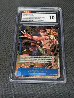 2025 ONE PROMO CARDS #OP07-053 PORTGAS D. ACE CGC 10 GEM MINT WINNER STAMPED ENG - Image 1