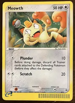 Pokemon TCG 2003 e-series Meowth Black Star Promo Holo Card 013 MP - Image 1