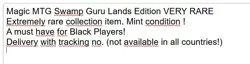 Magic MTG Swamp Guru Lands Edition VERY RARE [MINT] - Image 4