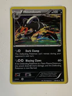 Pokemon HOUNDOOM 56/101 HOLO Rare Plasma Blast Black & White Card NM/M - Image 1