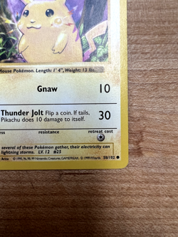 Pikachu (Yellow Cheeks) 58/102 Pokemon TCG Base Set Unlimited Shadowless - NM - Image 4