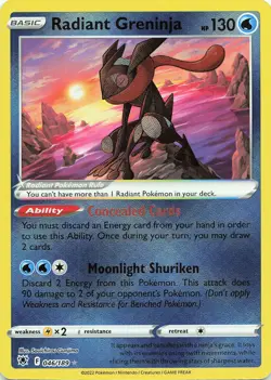 POKEMON Radiant Greninja #046/189 SWSH10: Astral Radiance NM - Image 1