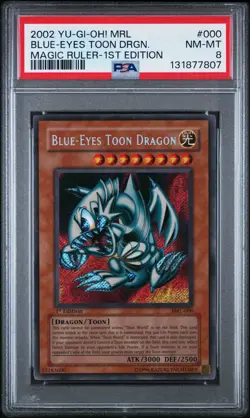 2002 Yu-Gi-Oh! Blue-Eyes Toon Dragon Magic Ruler MRL 1st Edition Secret PSA 8 - Image 1