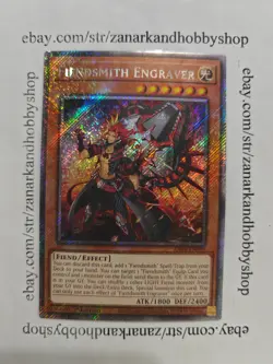 YuGiOh Fiendsmith Engraver RA04-EN049 Platinum Secret Rare - Image 1