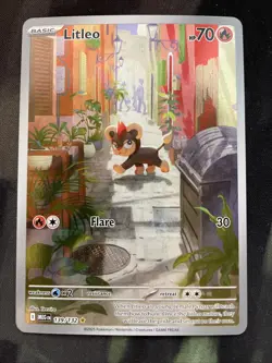 Litleo 139/132 Me01: Mega Evolution Holo Pokemon Card Full Art Fire Type - Image 1