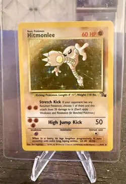 Pokemon TCG Hitmonlee 7/62 Fossil Set Holo Rare Card Vintage WOTC 1999 LP - Image 1