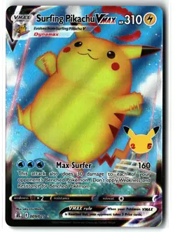 Surfing Pikachu VMAX ⭐ 009/025 Holo Rare VMAX Celebrations 2021 Pokemon NM - Image 1