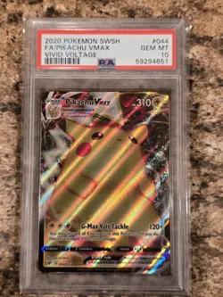 Pokemon Pikachu VMAX Holo Card 044/185 Vivid Voltage Ultra Rare PSA 10 - Image 1