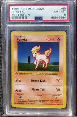 PSA 8 Ponyta Shadowless 1st Edition Base Set 60/102 Pokemon Card - Image 1