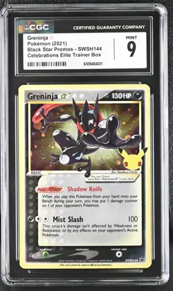 Greninja Gold Star Black Star Promo SWSH144 144 Celebrations CGC 9 Mint 2021 - Image 1