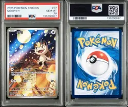 2025 POKEMON SIMPLIFIED CHINESE CBB3 C-GEM PACK VOL 3 #07 MEOWTH PSA GEM MT 10 - Image 3