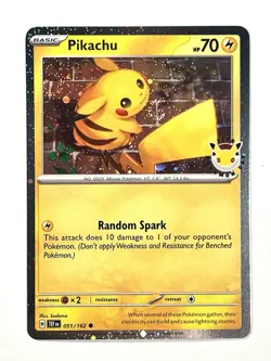 2026 Pikachu 051 Stamped Pokemon Day 30th Anniversary Promo with 2 Swirls + Coin - Image 1