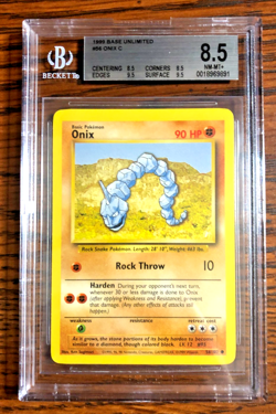 VINTAGE Onix Common #56 - BGS NM-MT+ 8.5 - 1999 Base Set Unlimited - Pokemon TCG - Image 1