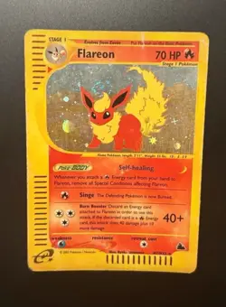 Pokemon Card-Flareon-Skyridge-ENG-H7/H32-Holo-NoCrystal-Played-SWIRL - Image 1