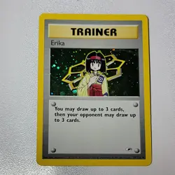 Pokemon TCG Erika Trainer Card 16/132 Holo Rare Gym Heroes LP Lightly Played - Image 1