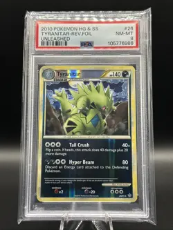 2010 Pokemon HG&SS Tyranitar-Reverse Foil Unleashed #26 PSA 8 - Image 1