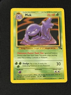 Pokemon TCG Muk 28/62 Fossil Regular Non-Holo Rare LP Condition - Image 1