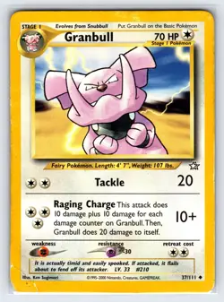 Granbull 37/111 2000 Neo Genesis Pokemon Card Vintage WOTC Uncommon - Hp - Image 1