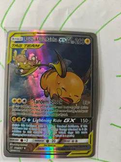 Raichu & Alolan Raichu GX (221/236) Unified Minds Tag Team Alt Art Pokemon Card! - Image 1