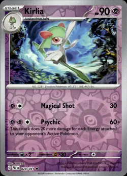 Kirlia - Reverse Holo - Paldean Fates 028/091 - MINT - Pokemon - Image 1