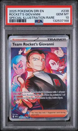 2025 POKEMON DRI EN-DESTINED RIVALS #238 TEAM ROCKET'S GIOVANNI PSA 10 - Image 1