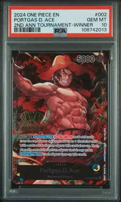 One Piece ST13-002 Portgas.D.Ace 2nd Anniversary Tournament Winner Promo PSA 10 - Image 1
