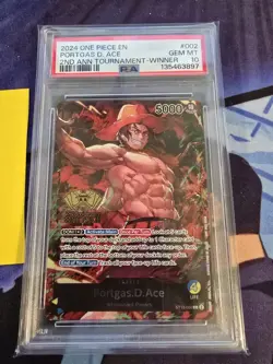 One Piece ST13-002 Portgas.D.Ace 2nd Anniversary Tournament Winner Promo PSA 10 - Image 2