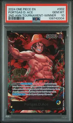 One Piece ST13-002 Portgas.D.Ace 2nd Anniversary Tournament Winner Promo PSA 10 - Image 1