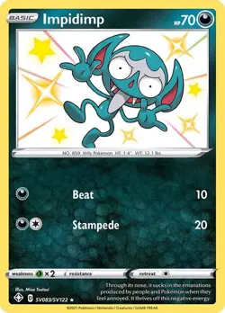 Impidimp - SV083/SV122 - Pokemon Shining Fates Sword Shield Shiny Rare Card NM - Image 1
