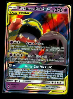 Pokemon TCG Muk & Alolan Muk GX Tag Team 61/214 Sm-Unbroken Bonds Holo NM - Image 1