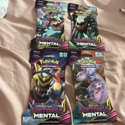4x Pokemon S&M Unified Minds Sleeved Booster PORTUGUESE Version Art Set - Image 1
