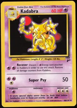 2000 Pokemon Base Set 2 Kadabra /130 Uncommon #46 NM - Image 1