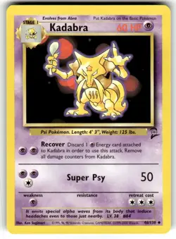 💥 Pokemon 2000 TCG Kadabra Base Set 2 # 46/130 Vintage Non Holo NM - Image 1