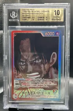 Portgas D Ace (Alt Art) OP13-002 One Piece Carrying On His Will BGS 10 JP - Image 1