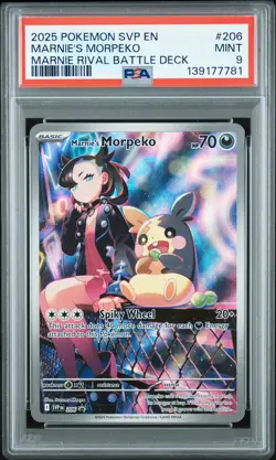 2025 POKEMON SVP MARNIE RIVAL BATTLE DECK PROMO #206 MARNIE'S MORPEKO PSA 9 - Image 1