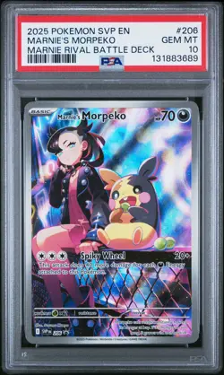 2025 POKEMON SVP PROMO MARNIE RIVAL BATTLE DECK #206 MARNIE'S MORPEKO PSA 10 - Image 1