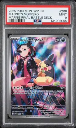 2025 POKEMON SVP PROMO MARNIE RIVAL BATTLE DECK #206 MARNIE'S MORPEKO PSA 9 - Image 1