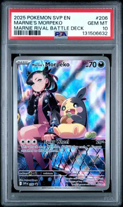 2025 POKEMON SVP PROMO MARNIE RIVAL BATTLE DECK #206 MARNIE'S MORPEKO PSA 10 - Image 1