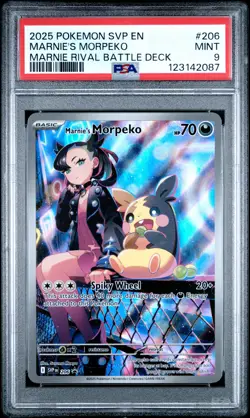 2025 POKEMON SVP MARNIE RIVAL BATTLE DECK PROMO #206 MARNIE'S MORPEKO PSA 9 - Image 1