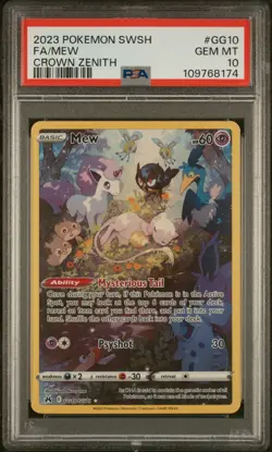 2023 POKEMON SWORD & SHIELD CROWN ZENITH #GG10 FULL ART/MEW PSA 10 - Image 1