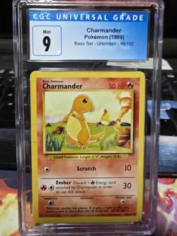 POKEMON CGC 9 CHARMANDER 46/102 UNLIMITED EDITION ENGLISH BASE SET 2000 - Image 1