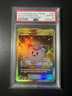PSA 10 Gem Mint Lillie’s Poke Doll 267 2019 Pokemon Cosmic Ecipse Secret Gold - Image 1