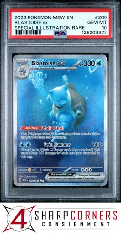 2023 POKEMON MEW EN-151 SPECIAL ILLUSTRATION RARE SIR #200 BLASTOISE ex PSA 10 - Image 1