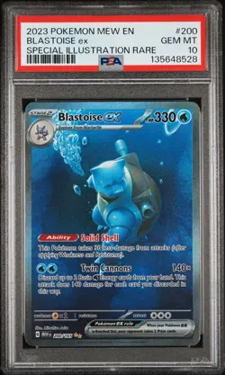 2023 POKEMON MEW EN-151 SPECIAL ILLUSTRATION RARE #200 BLASTOISE EX PSA 10 - Image 1